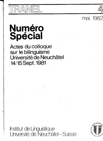 					Afficher No. 4 (1982): Travaux Neuchâtelois de Linguistique
				