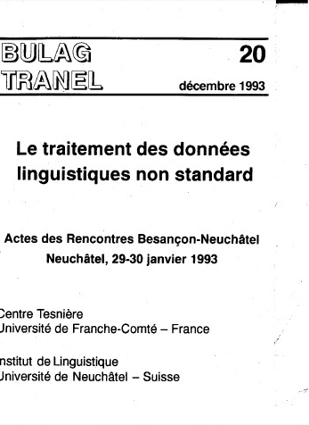 					Afficher No. 20 (1993): Travaux Neuchâtelois de Linguistique
				