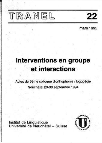 					View No. 22 (1995): Travaux Neuchâtelois de Linguistique
				