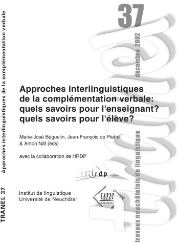 					Afficher No. 37 (2002): Travaux Neuchâtelois de Linguistique
				