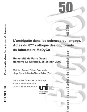 					Afficher No. 50 (2009): Travaux Neuchâtelois de Linguistique
				